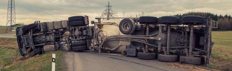 Truck overturned after an accident in Atlanta, GA