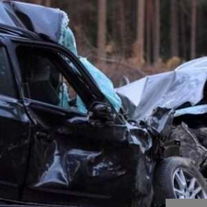 Frontal crash scene. Contact our Peachtree City head-on collision lawyers today.