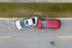 car accident scene with two vehicles