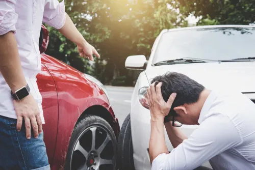 Two drivers arguing after car accident in Woodstock, GA