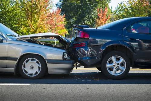 Car accident involving two cars on the street in Union City, GA