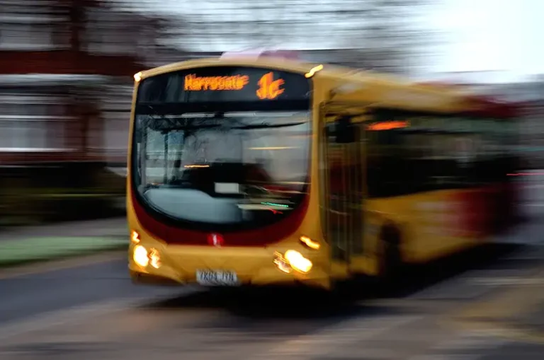 speeding public transit bus