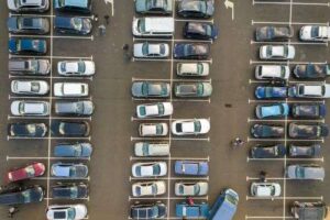 Car wreck in a parking lot