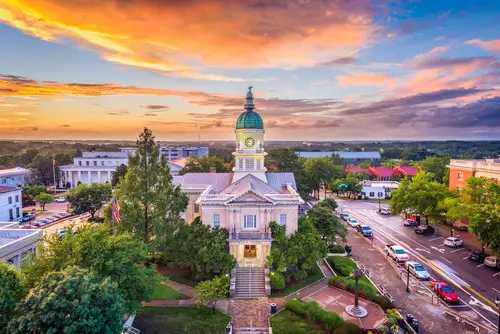 downtown Athens, Georgia, east of Atlanta