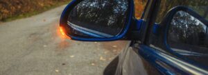 Car with the left turn indicator on