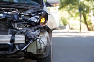 Hit and Run accident in Georgia, damaged car