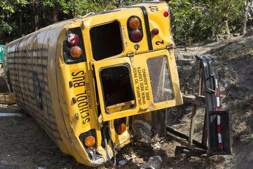 school bus rolled over in an accident
