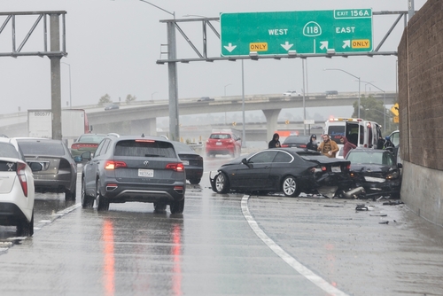 Car Accident caused by heavy rain fall