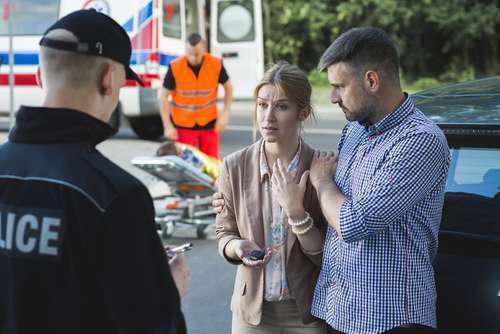 police at car accident scene