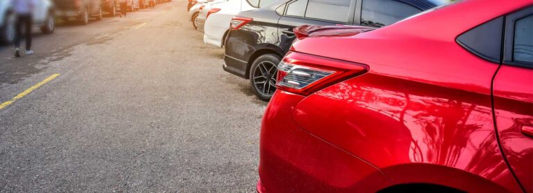 Image showing car on a street parked cars