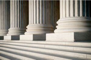 Courthouse, Injury Lawsuit Against the Government Concept