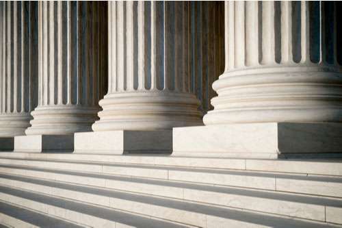 Courthouse, Injury Lawsuit Against the Government Concept