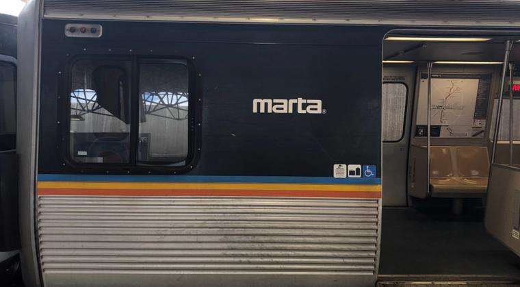 This image shows a MARTA train in Atlanta in which a client of the Weinstein Firm requested one of our MARTA train accident lawyers