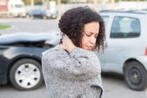 woman with whiplash injury from car accident
