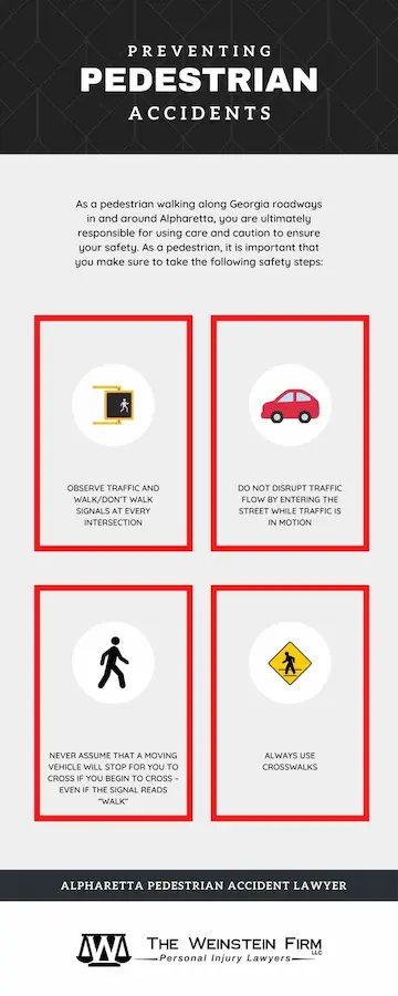 Weinstein Alpharetta Pedestrian Accident Infographic - tips for preventing pedestrian accidents