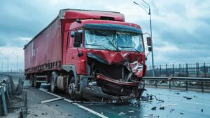 Semi-truck involved in an accident, illustrating the consequences of inadequate training