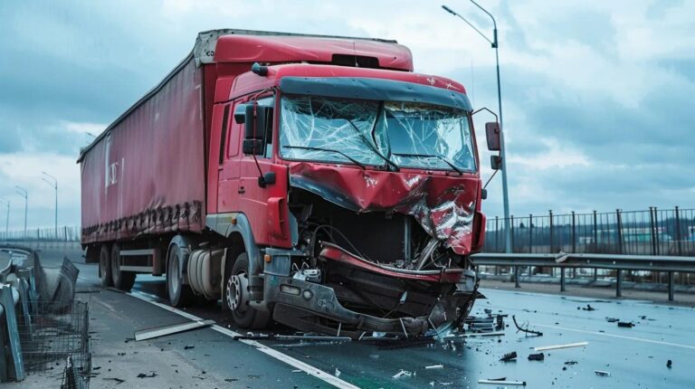 Semi-truck involved in an accident, illustrating the consequences of inadequate training