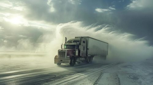 Semi-truck in a high-wind accident