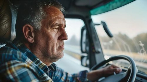 Close-up of a truck driver showing signs of fatigue: example of driver behaviors that provide truck accident liability